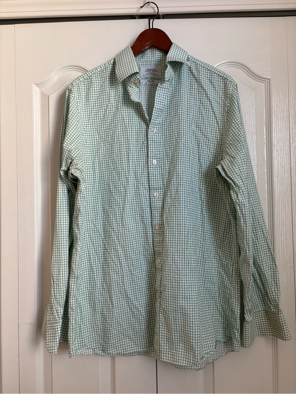 Charles Tyrwhitt Light Green Checked Button-Down Shirt slim fit